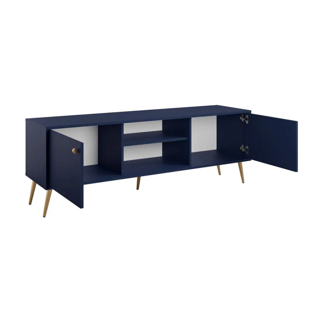 Mobile TV design AZURÉA – 2 porte & 2 nicchie – Blu profondo – 156x55x41 cm
