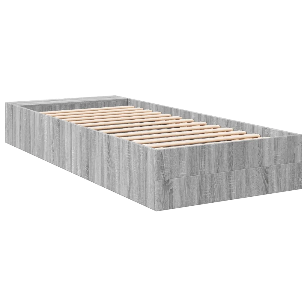 Letto singolo | Letto per adulti | Giroletto Grigio Sonoma 75x190 cm in Legno Multistrato