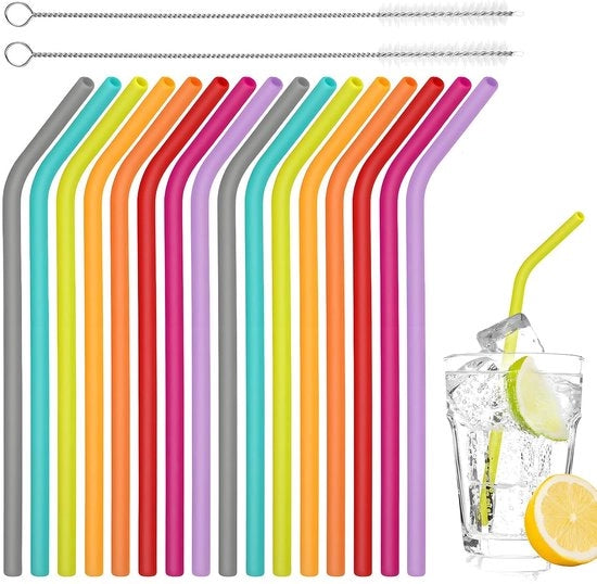 Set di raccordi in silicone 16 pezzi - Riciclabili - Flessibili - Tagliabili - Con spazzole per pulizia - Materiale sicuro per l'alimentazione - Raccordi per bicchieri