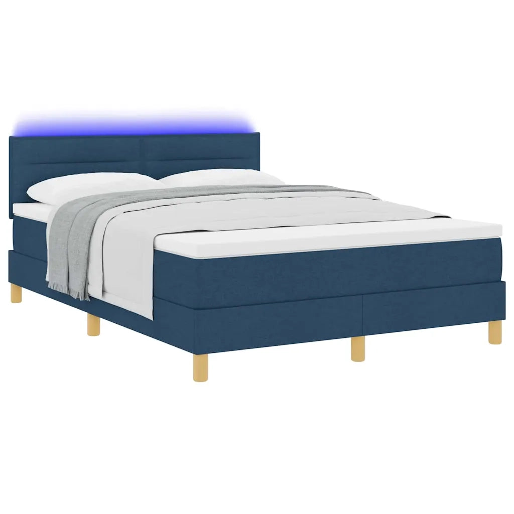 Letto a Sorgente LED con cuscino Blu 140 x 190 cm Tessuto 3342365