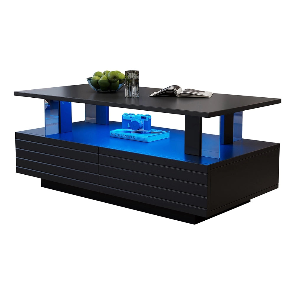 Tavolino-Xylo-Nero LED Bluetooth doppio strato