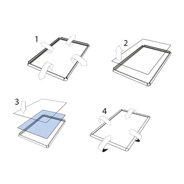 Espositore a parete con cornici a scatto - 5 Cornici 70 x 100