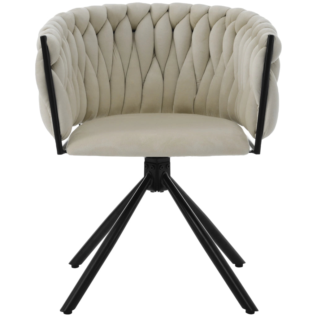 Sedia Girevole in Velluto ¨C MINIMAL ¨C Beige, Gambe in Metallo