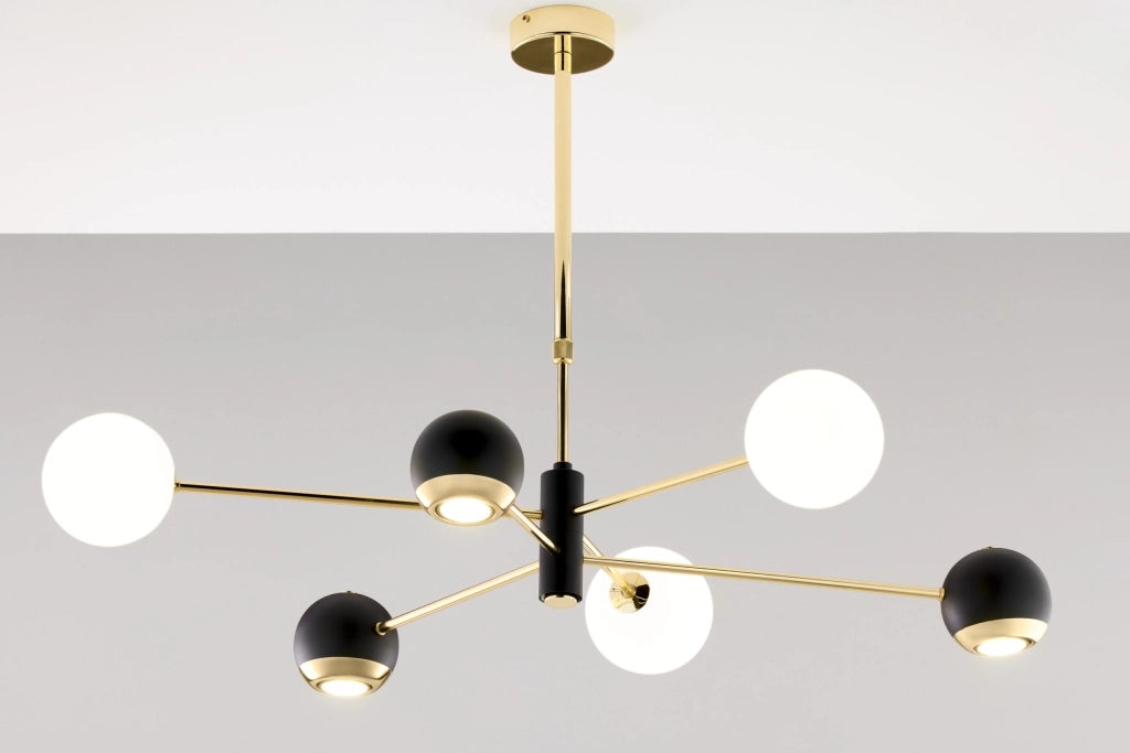 Lampada a sospensione MOKA oro/nero 6 luci G9+GU10 Jupiter