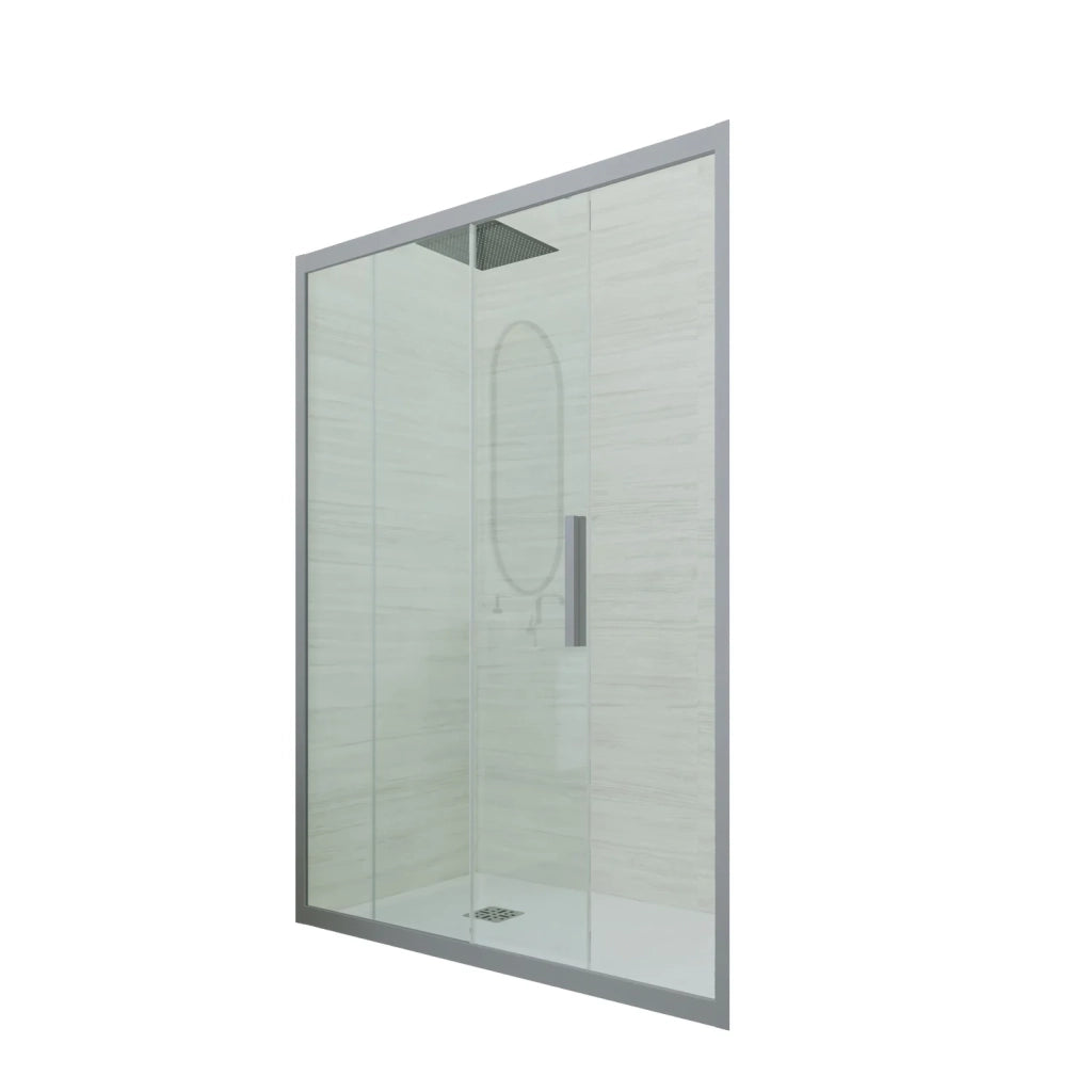 Porta doccia scorrevole 120 CM H 200 Vetro Trasparente Profilo Silver mod. Deco