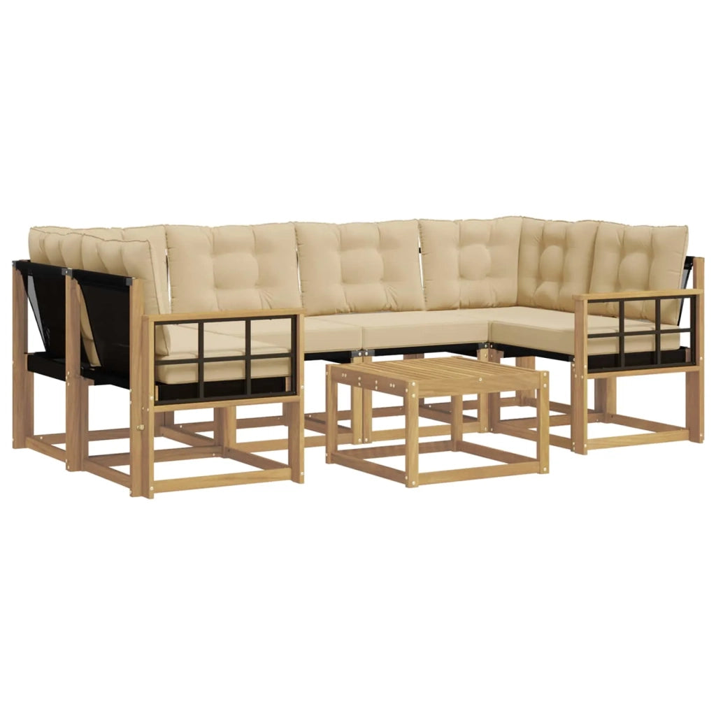 Set di divani da esterno 7 pz Bianco e Beige 3389267