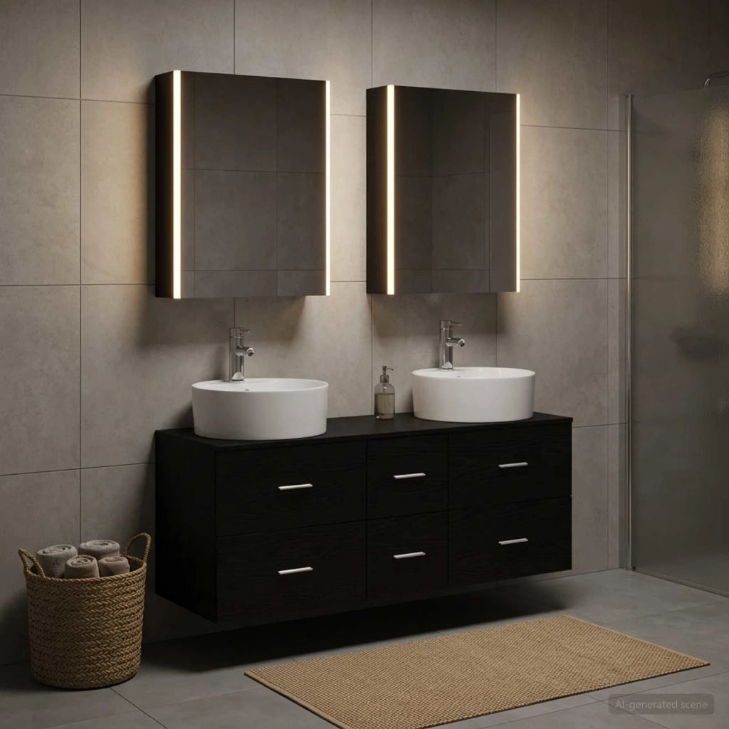 Set di mobili per il bagno 5 pcs Rovere Nero 3406928