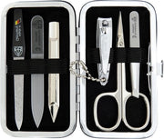 Set manicure 6 pezzi in nero con forbici per unghie, trimmer, pinza e altro