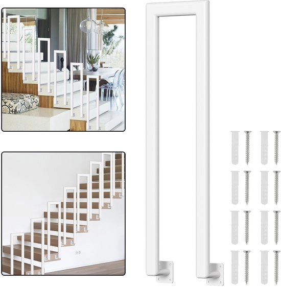 Ellisse a forma di U Buis laterale per scala a chiocciola - Montaggio laterale - Utilizzo interno ed esterno - Bianco - Ferro - 100 cm