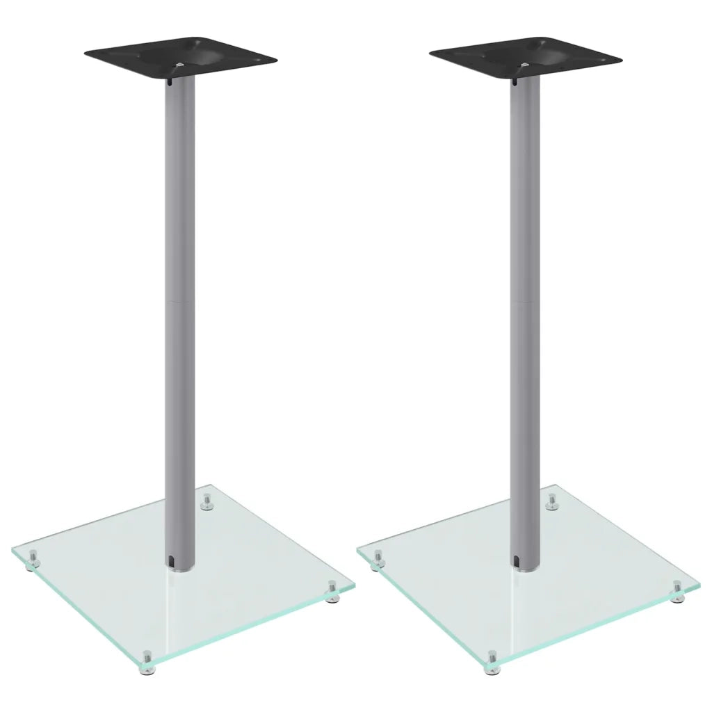 Pedane Casse 2 pz Argento Vetro Temperato Design a 1 Pilastro CFW9570632