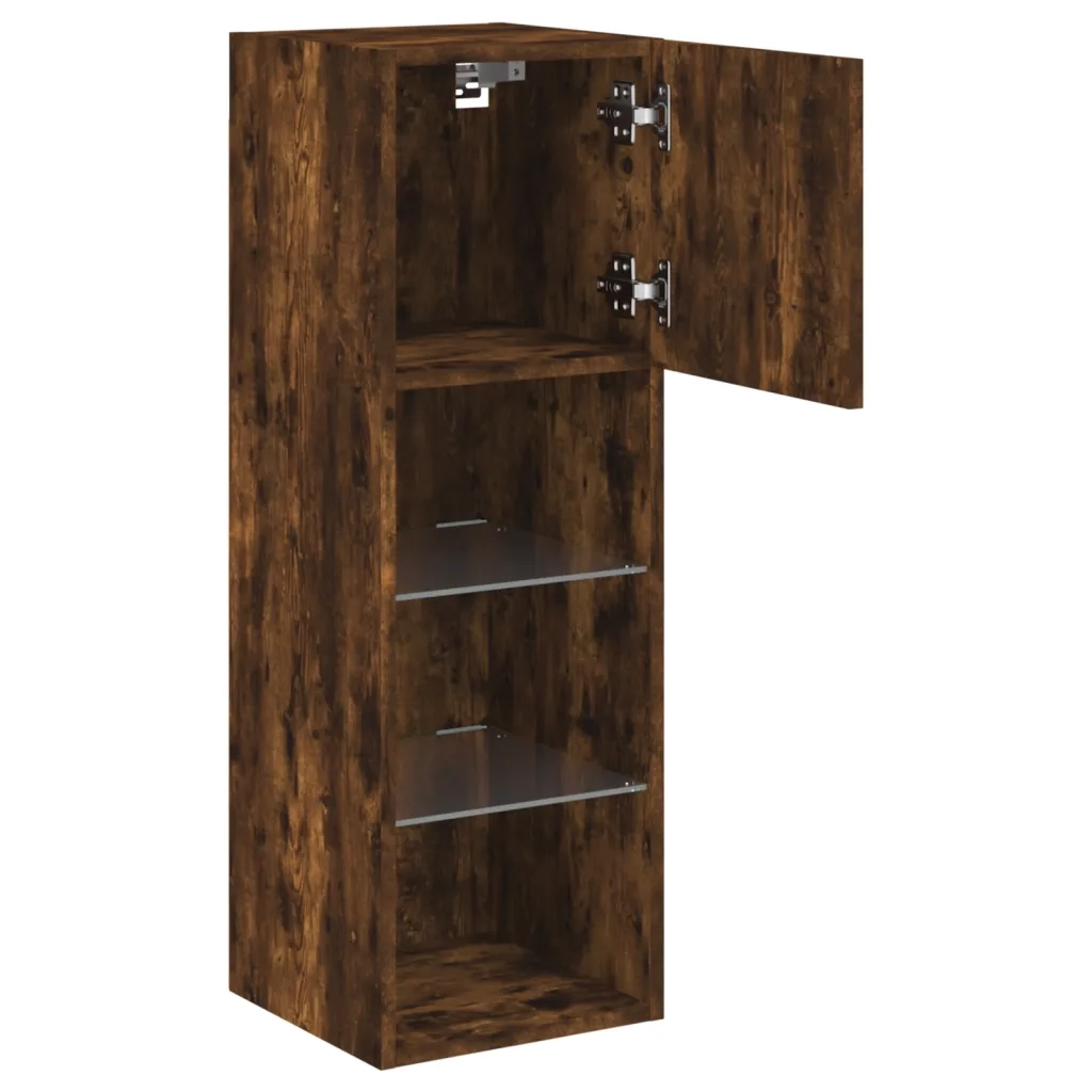 Mobile TV con Luci LED Rovere Fumo 30,5x30x90 cm 837009