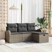 Set Divano da Giardino con cuscino 4 pcs Grigio Poly Rattan 3360380