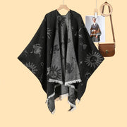 Nuova mantella da donna in jacquard double-face calda con spacco