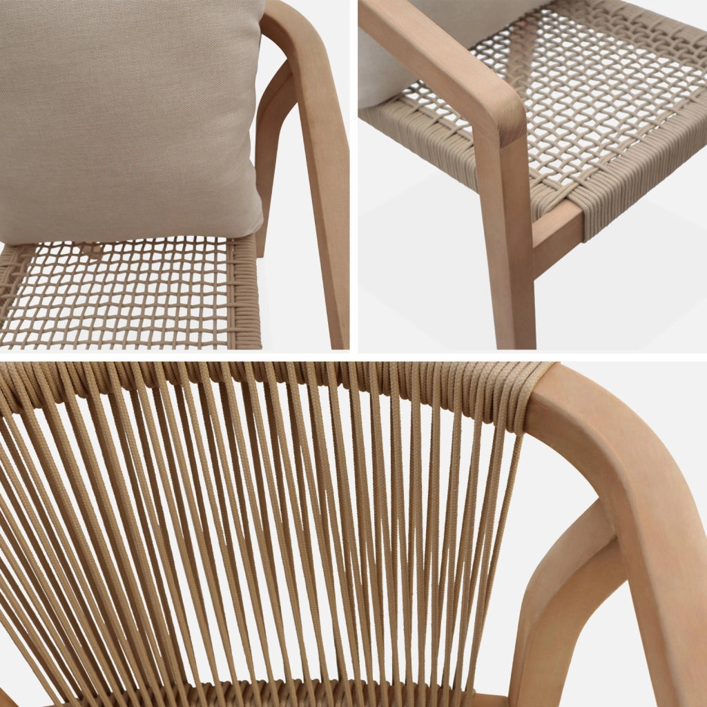 Set 2 sedie impilabili in legno e corda