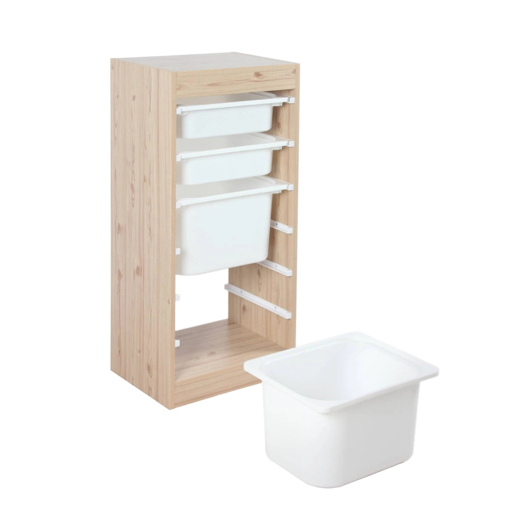 Contenitore per bambini con 4 contenitori, marrone naturale