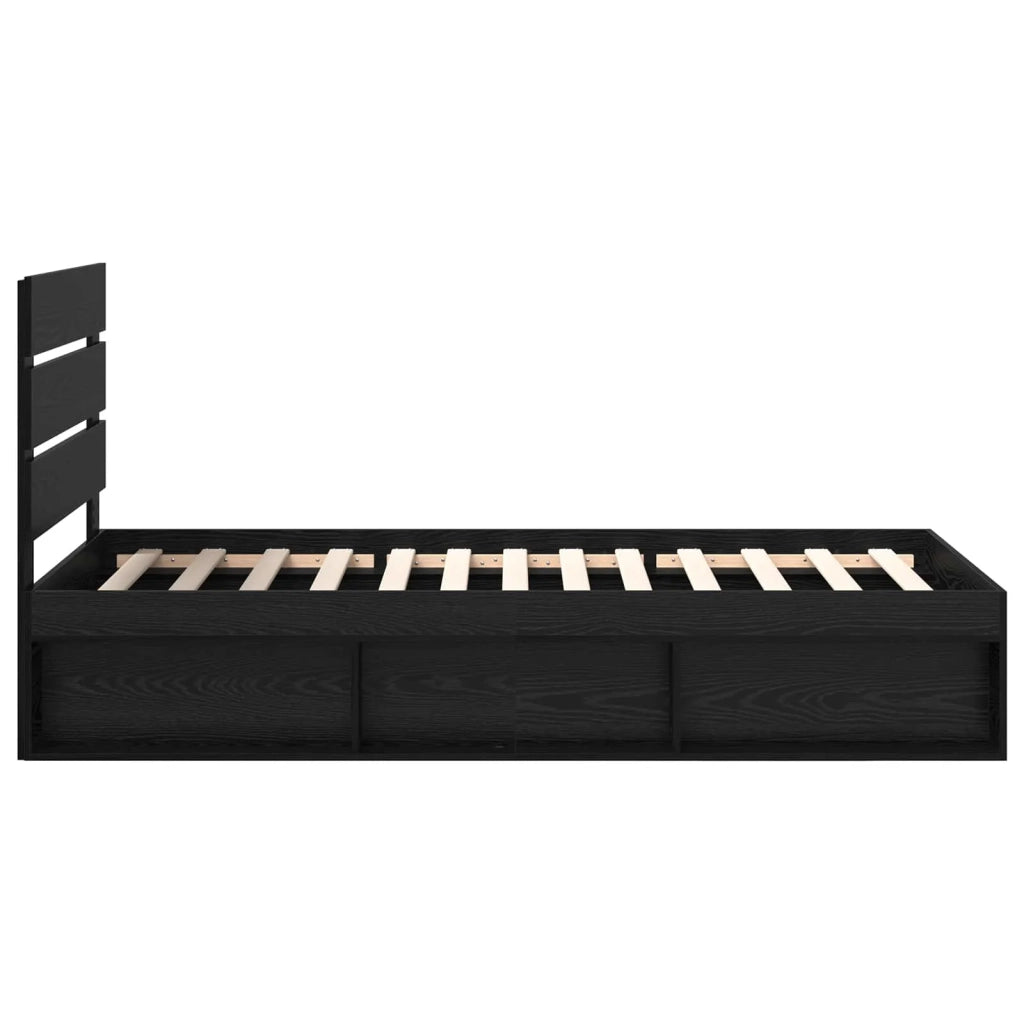 Letto singolo | Letto per adulti | Struttura del letto Nero 100 x 200 cm Pino massello