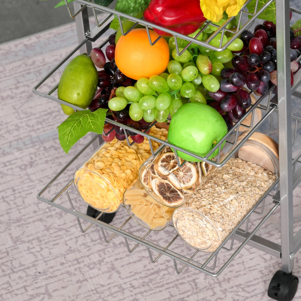 Carrello Multiuso con Ripiani e Cestini ¨C zephmum ¨C Argento