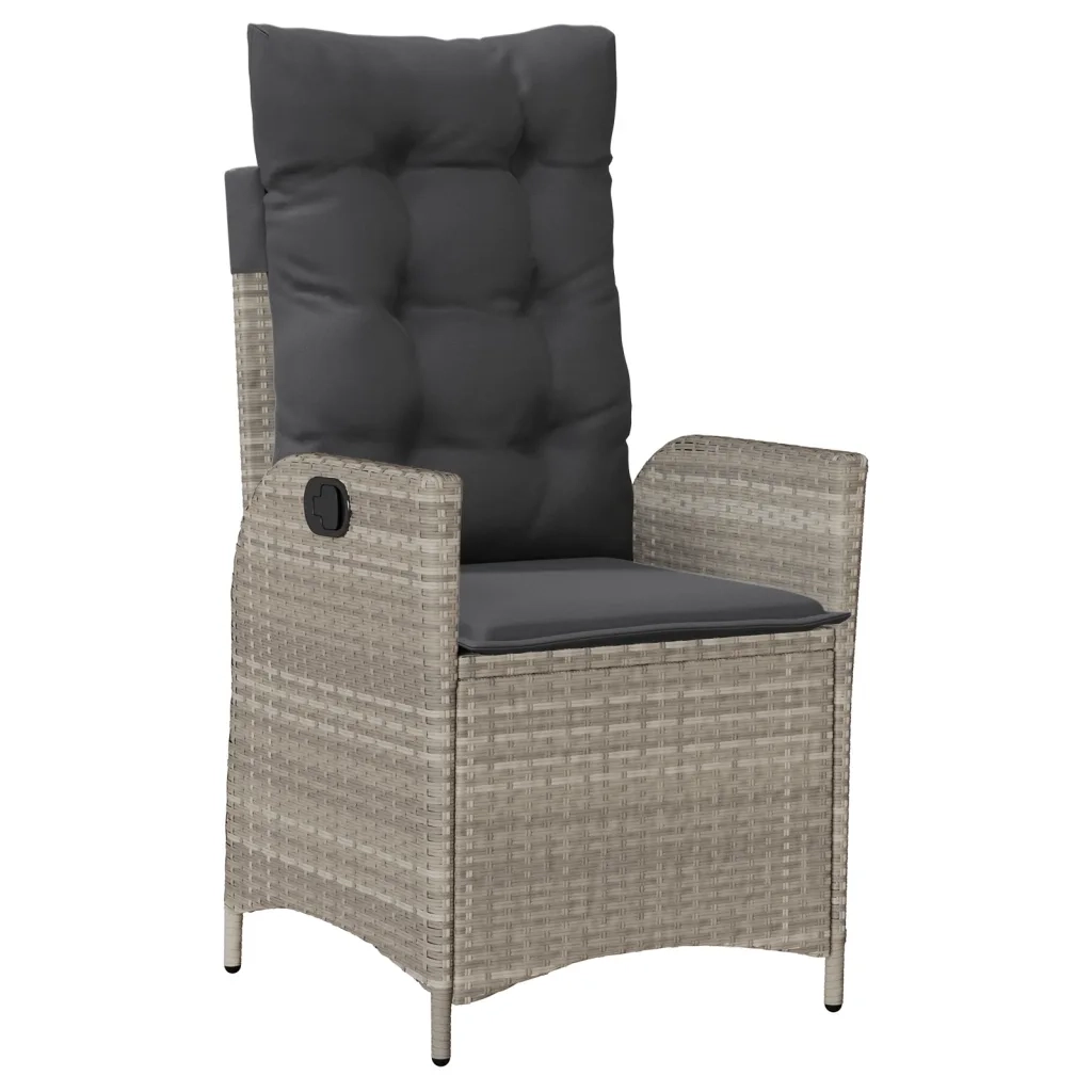 Set da Pranzo da Giardino 7 pz Cuscini Polyrattan Grigio Chiaro 3213280
