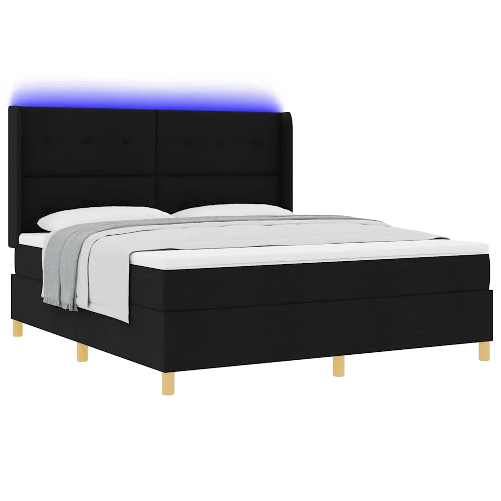 Letto a molle con strisce LED Nero 180 x 200 cm Tessuto 3343709
