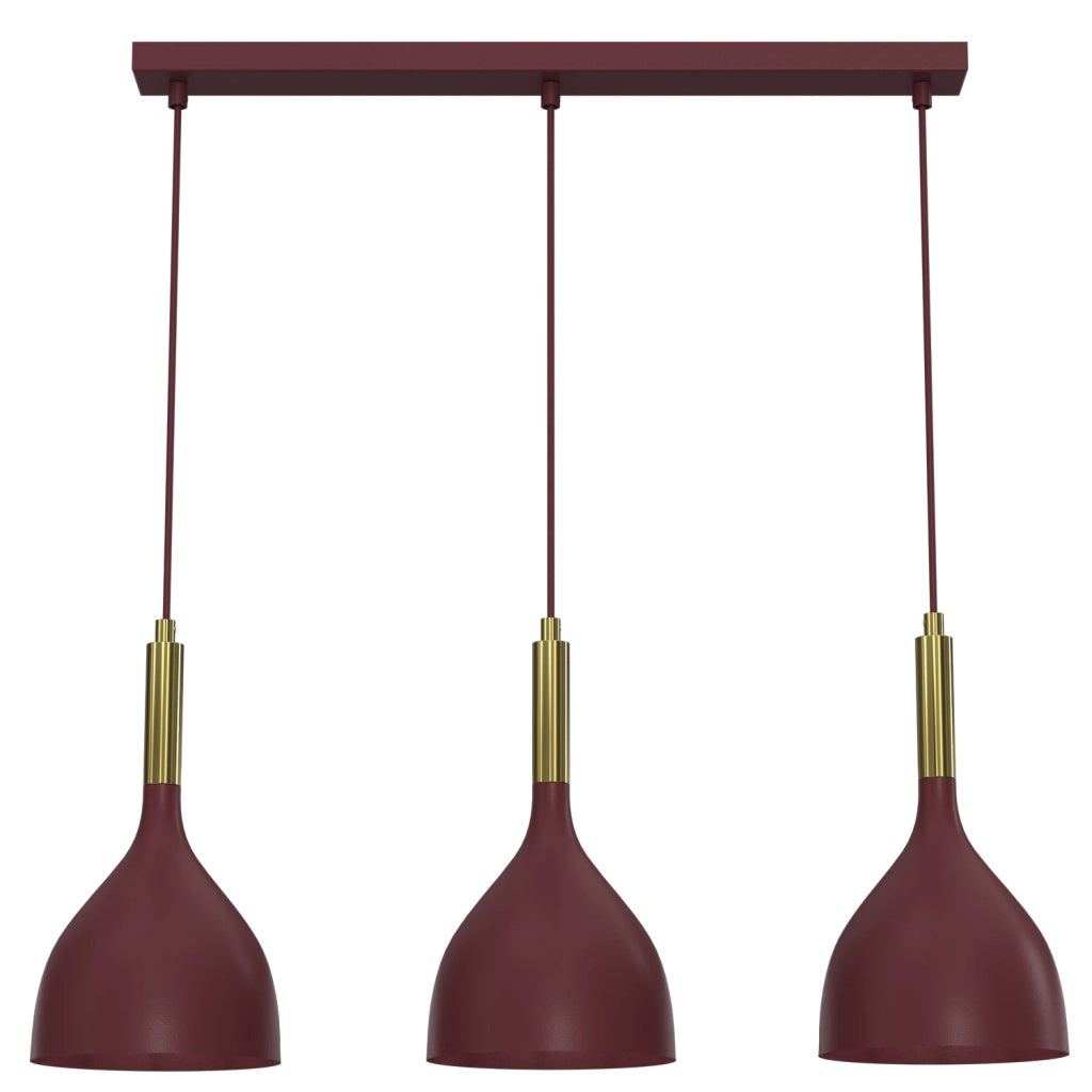 Lampada a sospensione Noak 3xE27 calice bordo oro acciaio