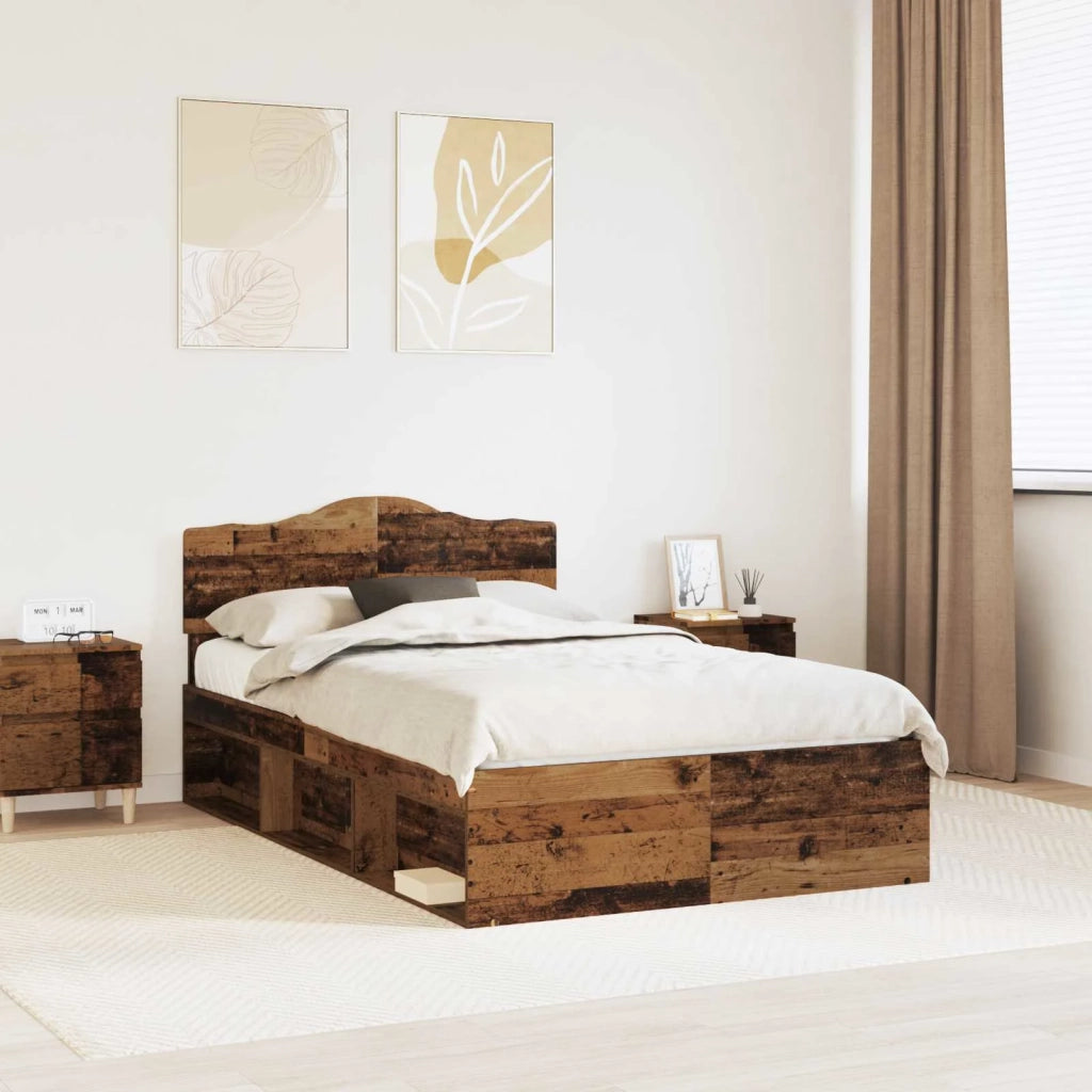 Letto matrimoniale | Letto per adulti | Struttura del letto Legno vecchio 120 x 190 cm Pino massello