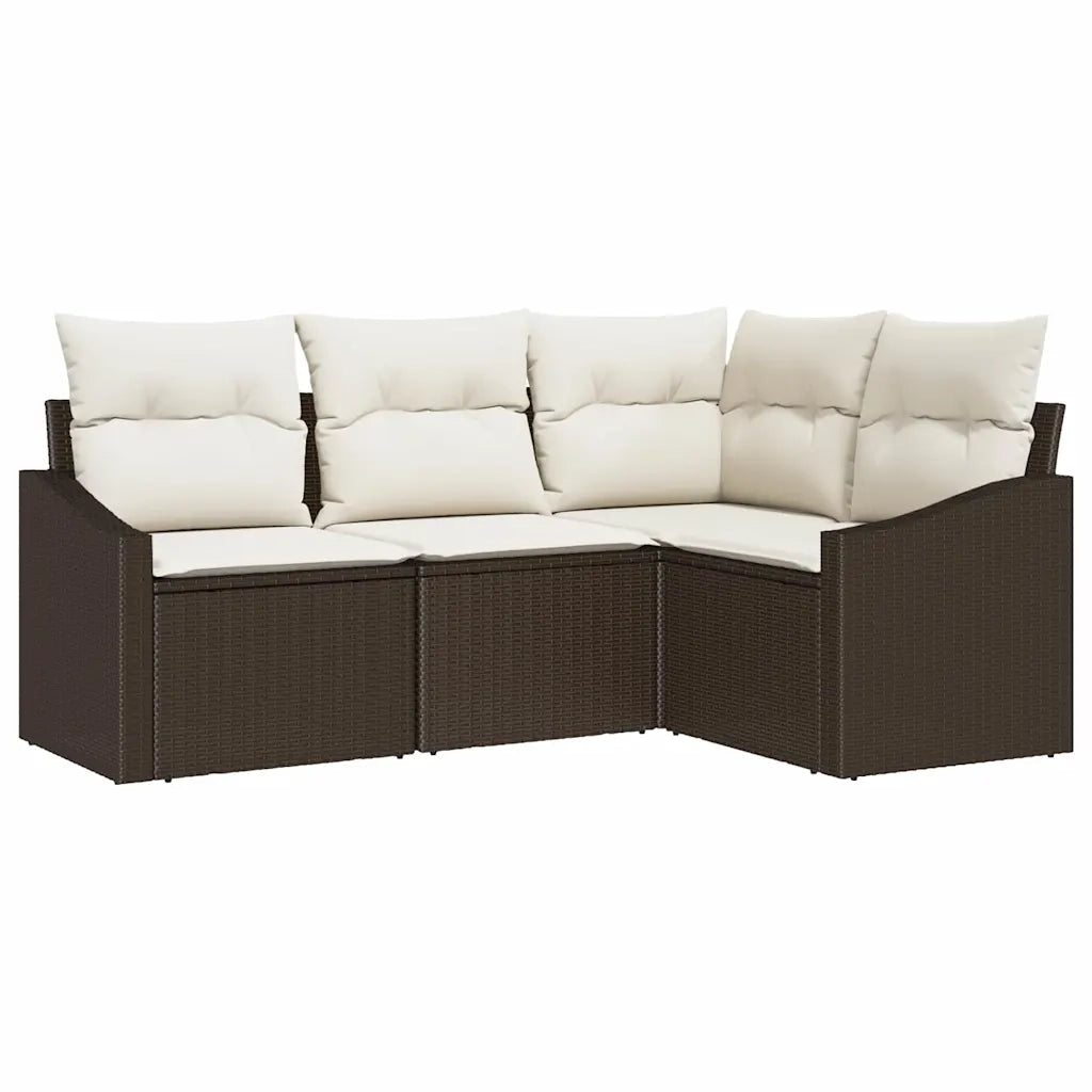 Set di divani con cuscino 4 pcs Marrone polyrattan 3346698