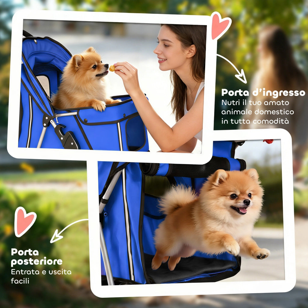Carrozzina per Cani Pieghevole ¨C Minimal ¨C Blu