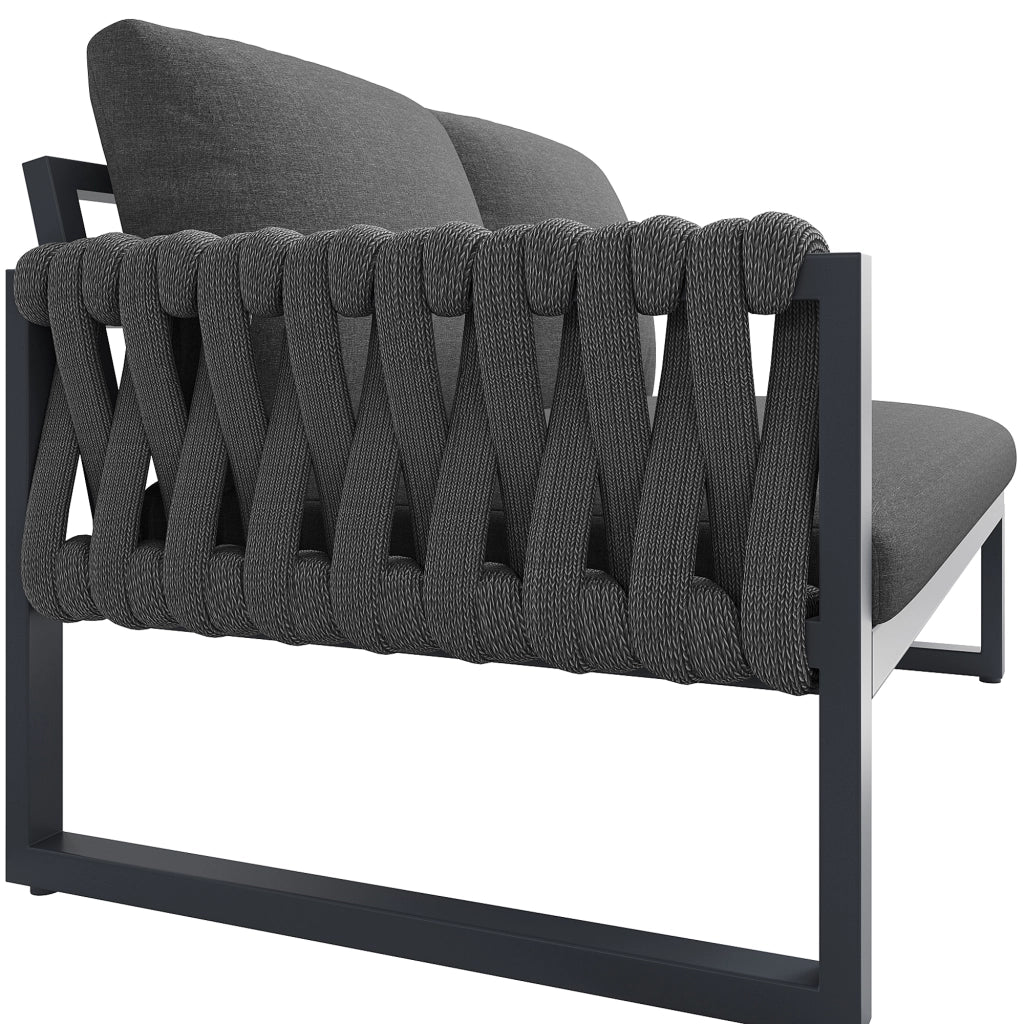 Set divano da giardino modulare 5-6 posti con tavolini; cuscini sfoderabili; grigio