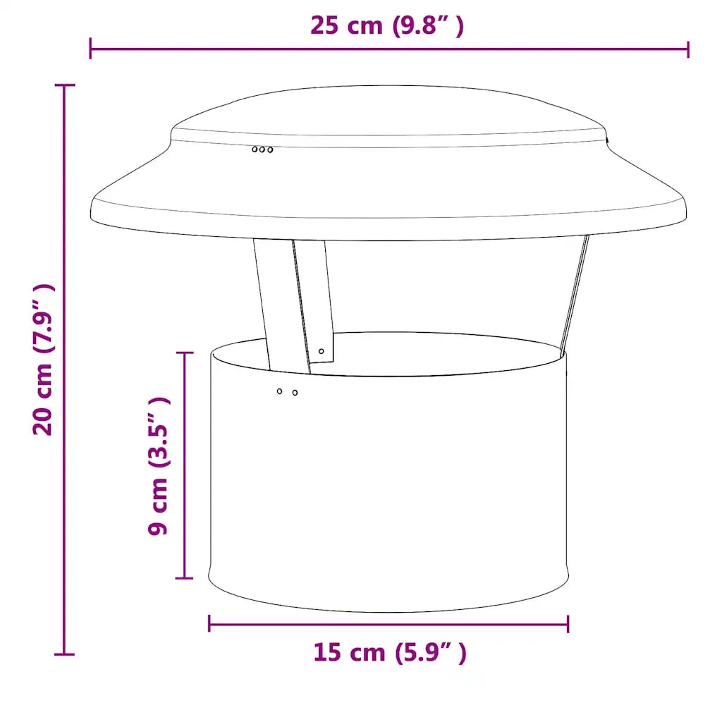 vidaXL Copertura per Camino Argento 25 x 25 x 20 cm