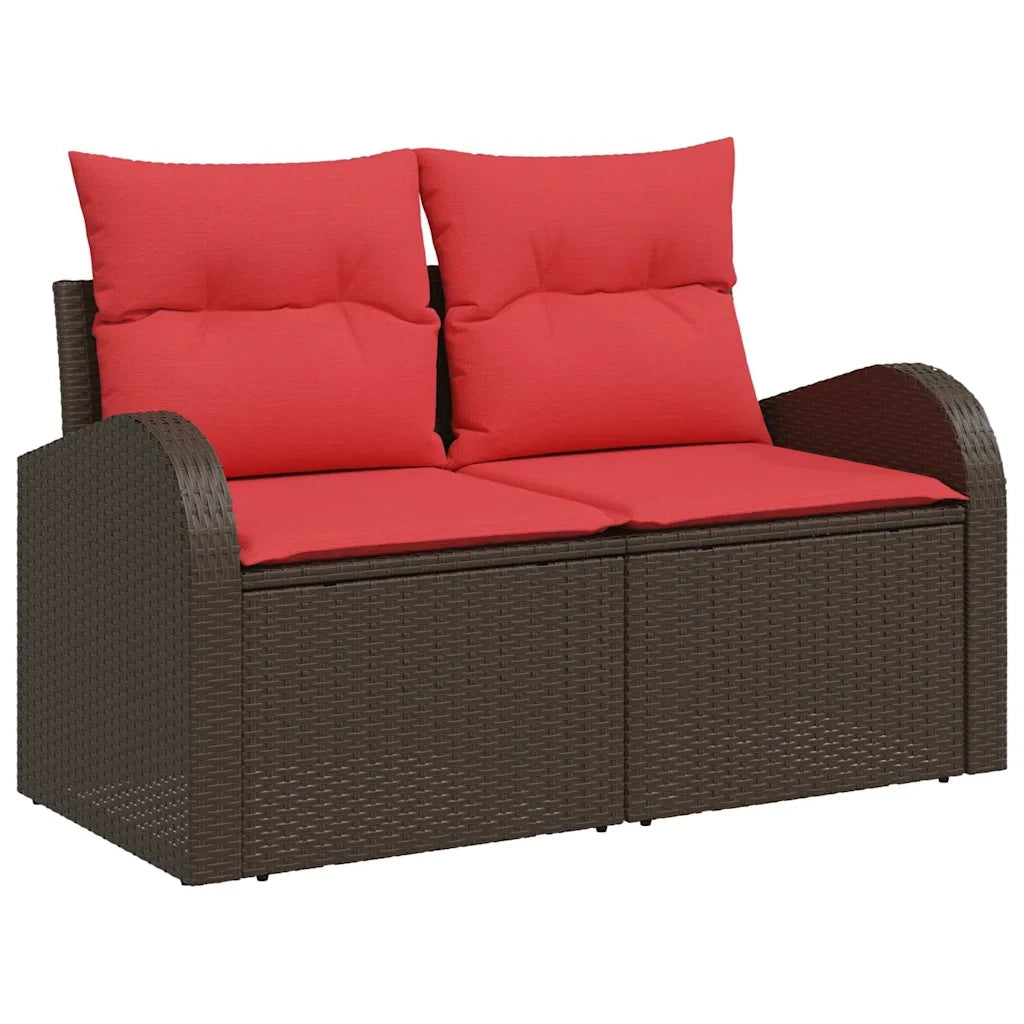 Set di divani con cuscino Marrone e Rosso polyrattan 3359093