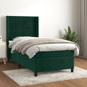 Giroletto a Molle con Materasso Verde Scuro 80x200 cm Velluto 3132648