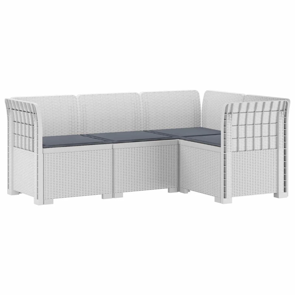 Divano da Giardino 4 Posti con Cuscini Aspetto Rattan PP Bianco 3443973