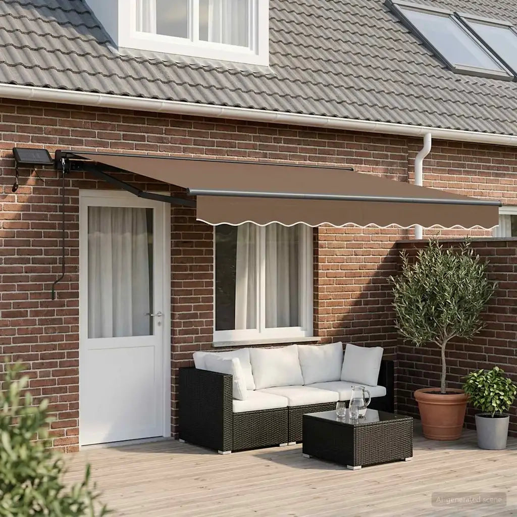 Cornice per Tenda Manuale con LED Tortora 4 × 3 m 3426098