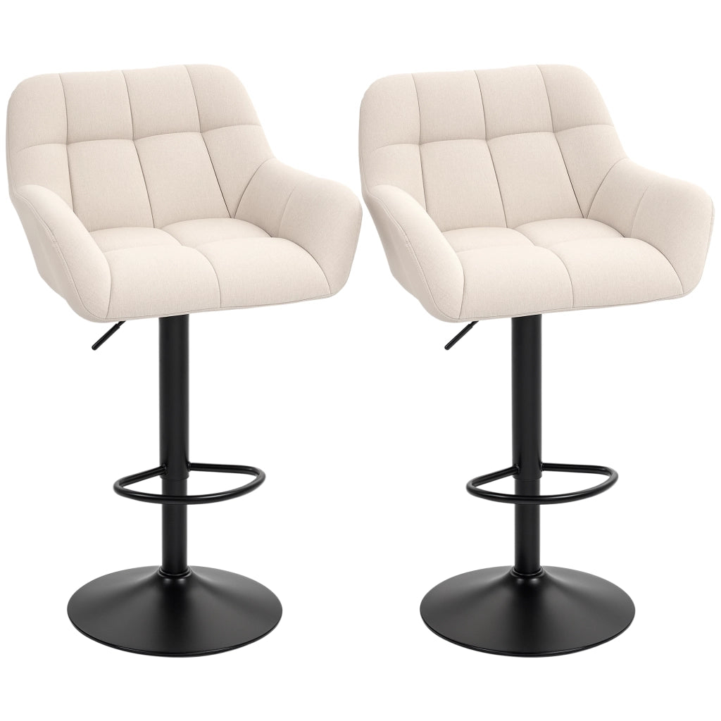 Sgabelli 2 Pezzi Design Retr¨° Altezza Regolabile ¨C Zephmum ¨C Ecopelle Creme + Nero
