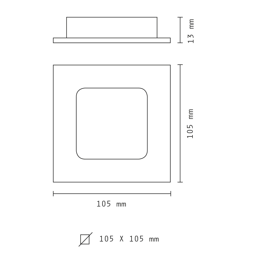 Pannello led slim da incasso quadrato 6w 3000K luce calda