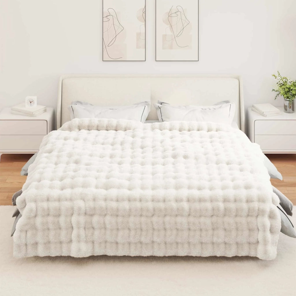 Coperta antiscivolo in sintetica di coniglio Olite 4 pcs Bianco 42021847