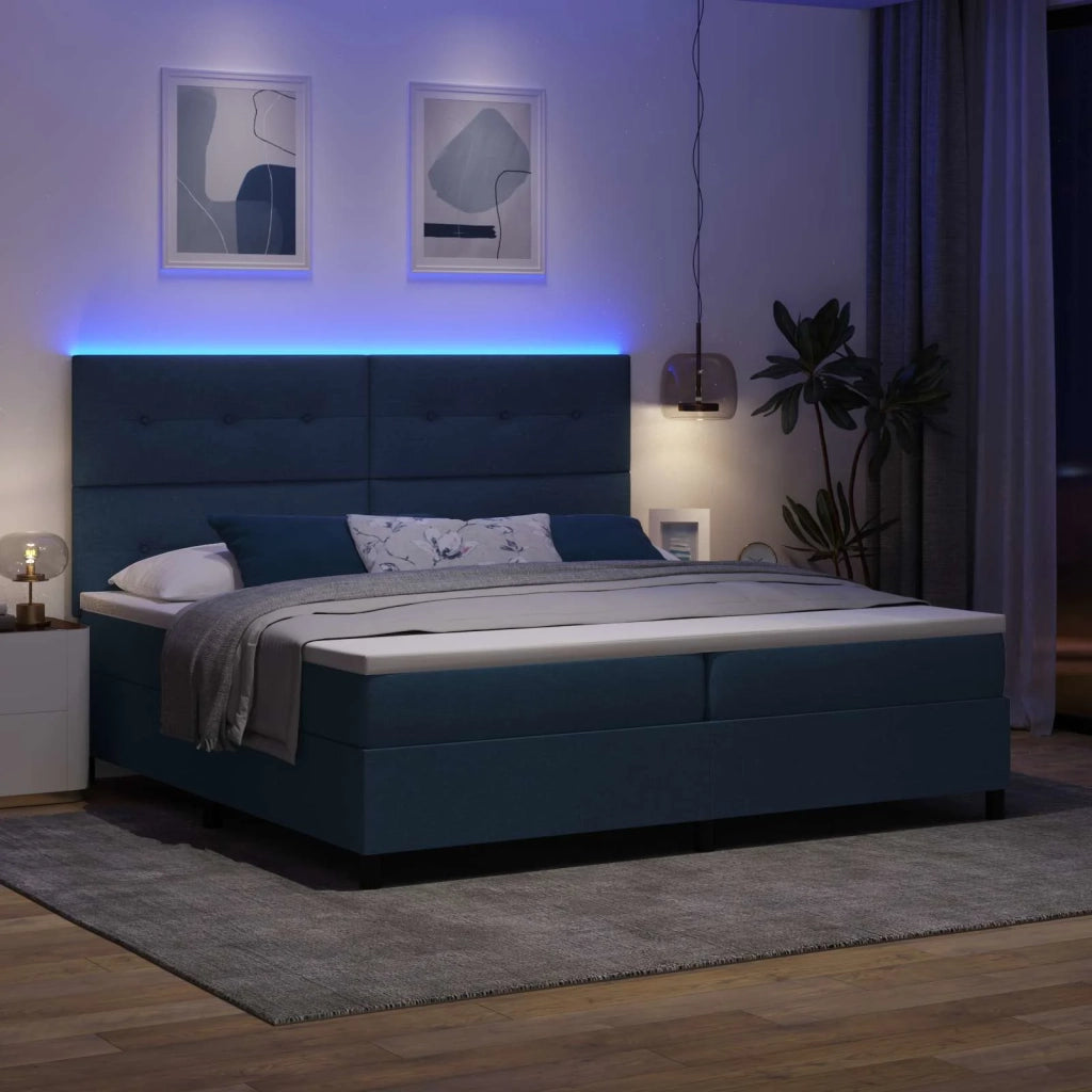 Letto a molle con materasso con led Blu 200 x 200 cm Tessuto 3342899