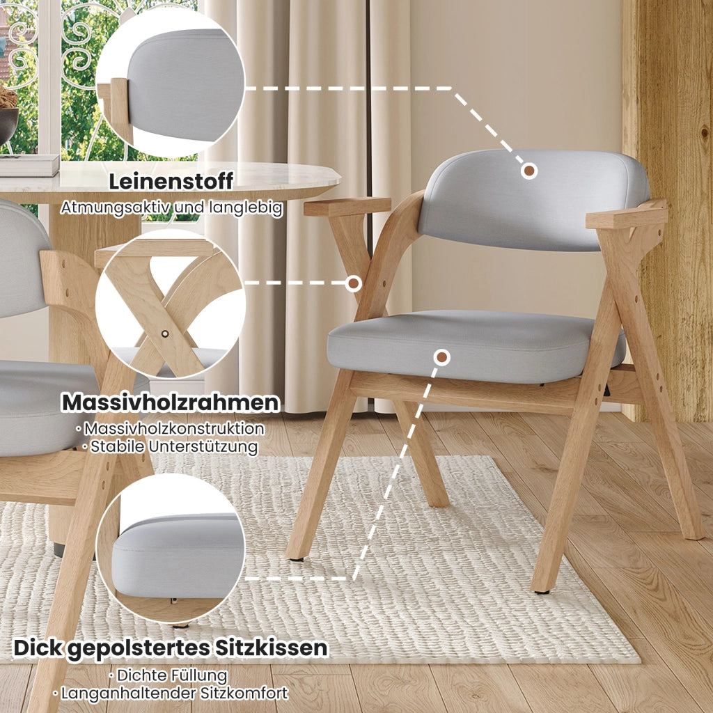 SEDIA PIEGHEVOLE Set da 4 pezzi in legno massello grigio con braccioli