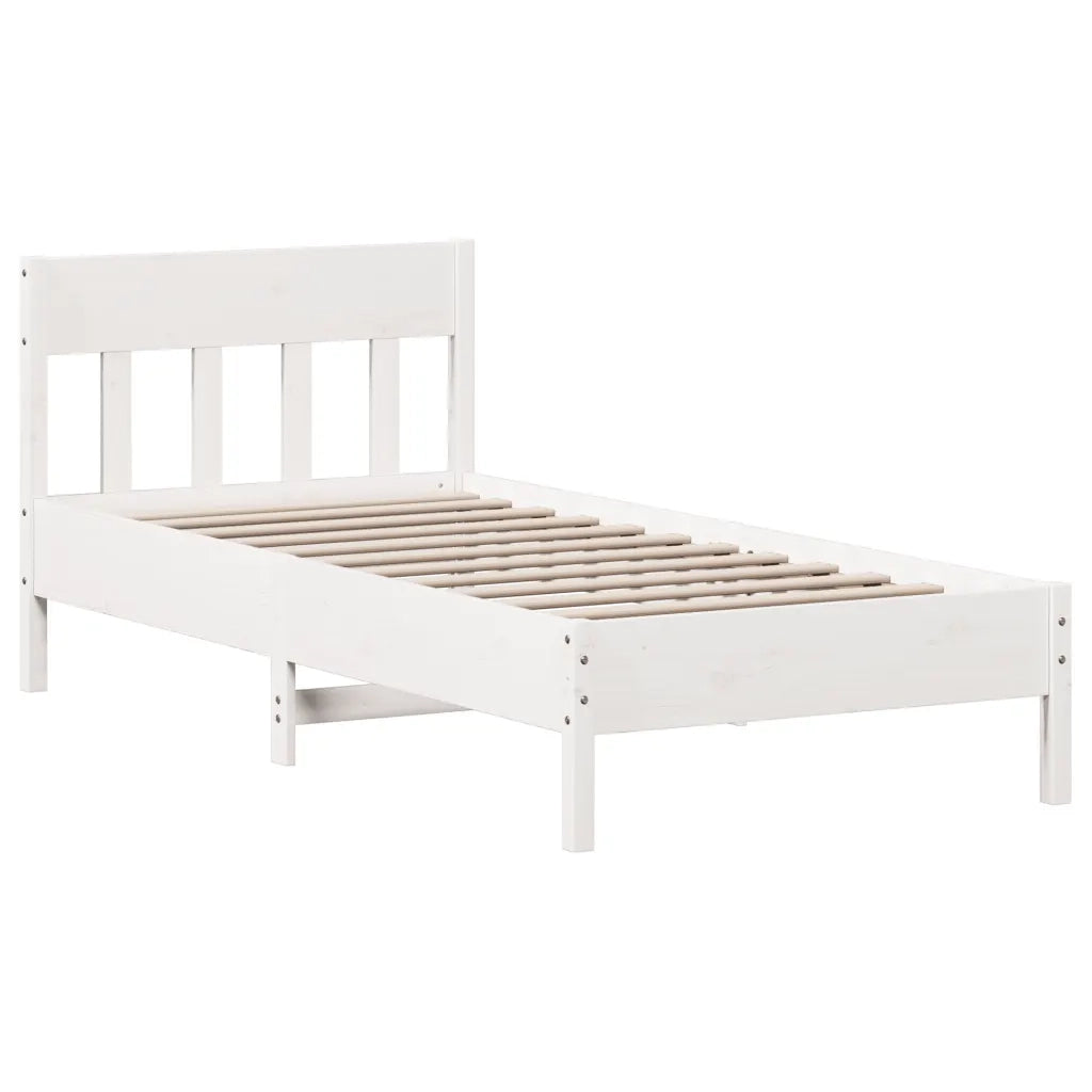 Letto senza Materasso-Struttura Letto Bianco 75x190 in Legno Massello di Pino 285744
