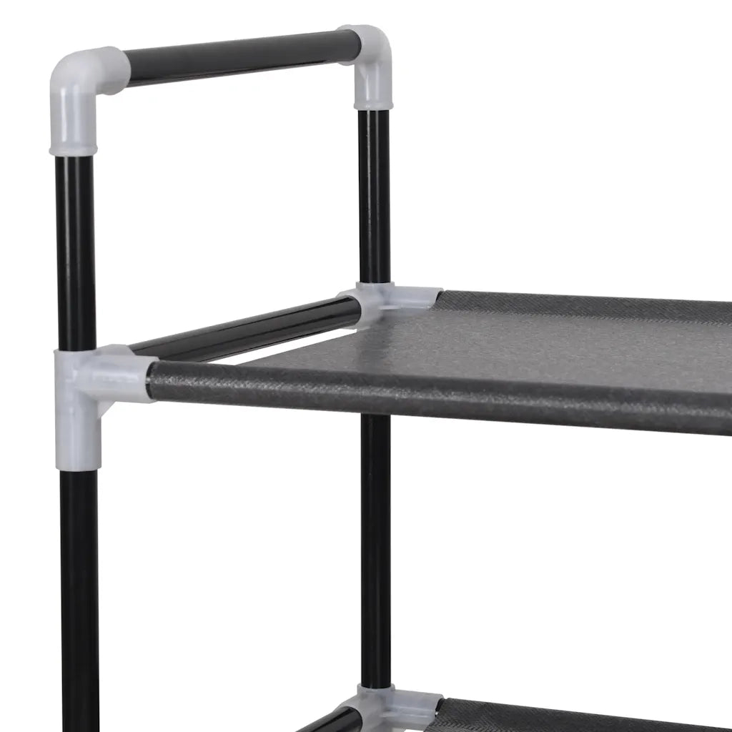 Scarpiera | Mobile per scarpe con 8 Ripiani in Metallo e Tessuto non Tessuto Nero