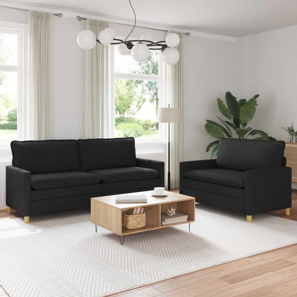 Set di divani 2 pz Nero Tessuto 3417121