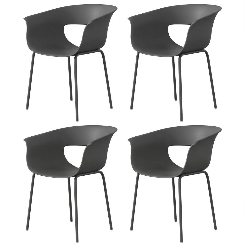 Set di sedie da giardino ¨C Minimal ¨C 4 pezzi ergonomiche con braccioli grigio scuro