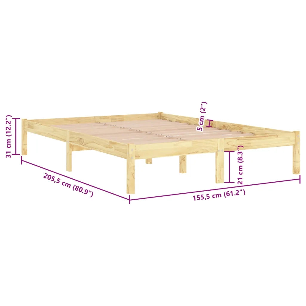 Letto matrimoniale | Letto per adulti | Giroletto in Legno Massello 150x200 cm King Size
