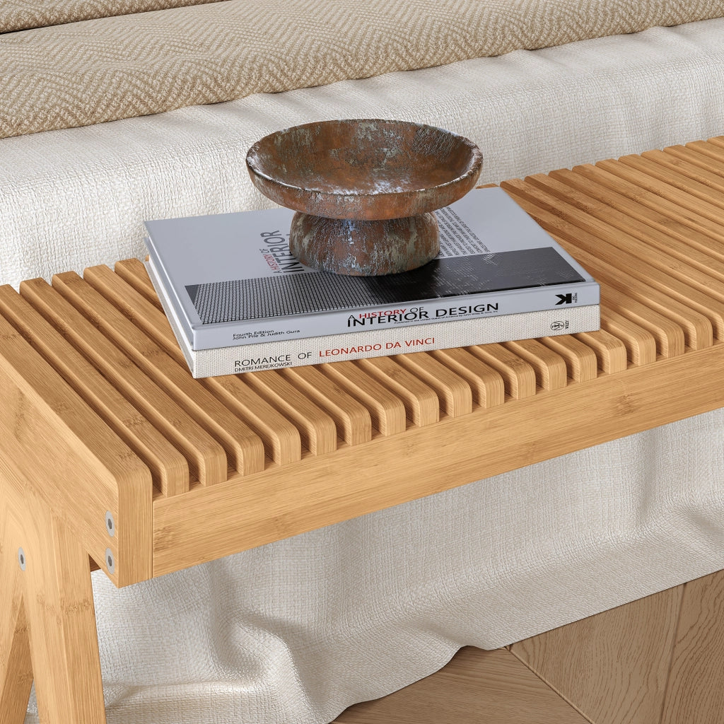 Panca da Scarpe Lasdarvoo Seduta in Bambù Naturale 120 x 35 x 45 cm [en.casa]