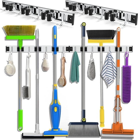 Asse da attrezzi da parete in acciaio inossidabile - 2 Pack Asse da attrezzi autoadesivo per stoccaggio strumenti 38cm per uso domestico cucina giardino lavanderia garage