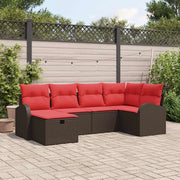 Set di divani con cuscino 6 pcs Marrone e Rosso polyrattan 3359083