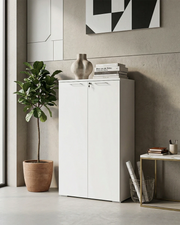 Armadio ufficio Utah - Mobile archivio 2 ante con serratura - 3 mensole incluse - L. 90 x H. 160 x P. 42,5 cm – Bianco_