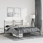 Giroletto con Testiera e Pediera-Struttura Letto Metallo Nero 150x200 cm 203473