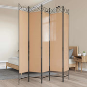 Paravento a 5 Pannelli Beige 200 x 200 cm Tessuto 42039201