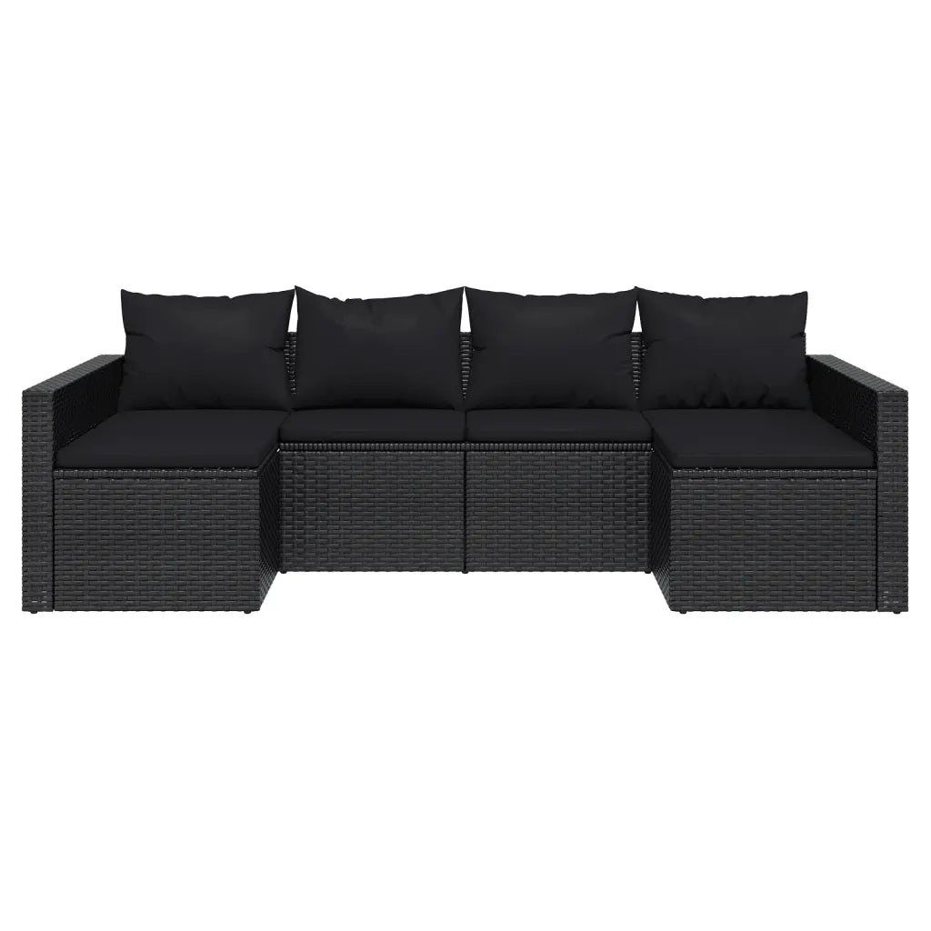 Set da Giardino 2 pz con Cuscini Nero in Polyrattan 362345